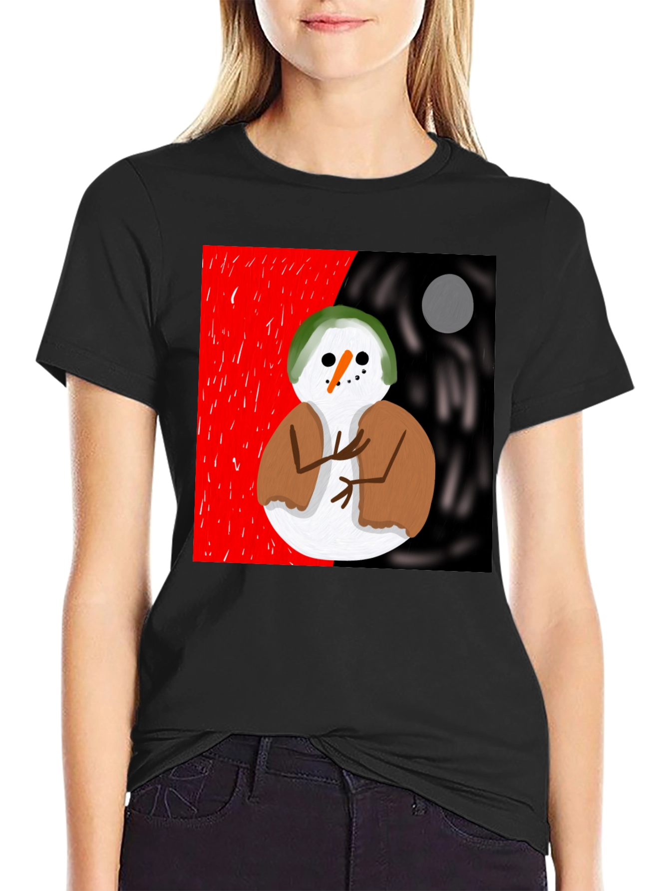 Snowman Graphic Tee - Unique Artistic Design