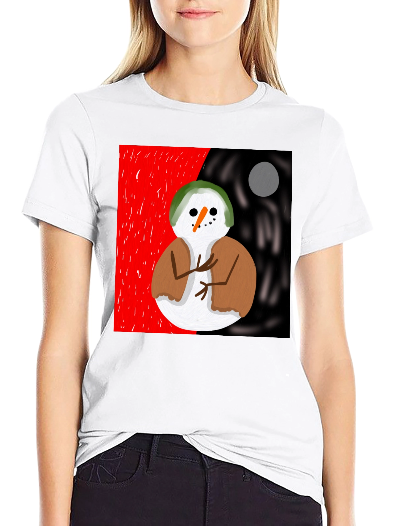 Snowman Graphic Tee - Unique Artistic Design