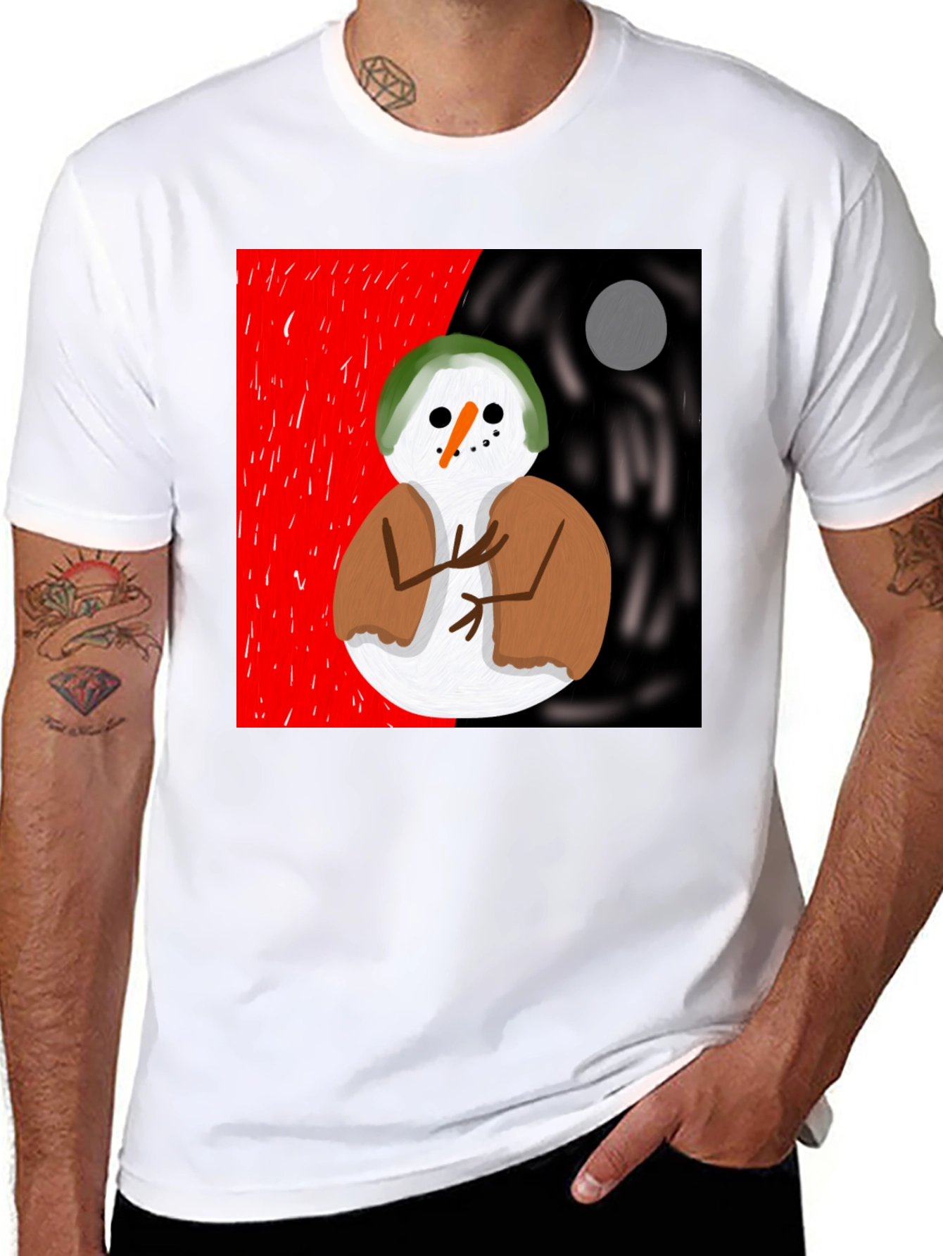 Snowman Graphic Tee - Unique Artistic Design