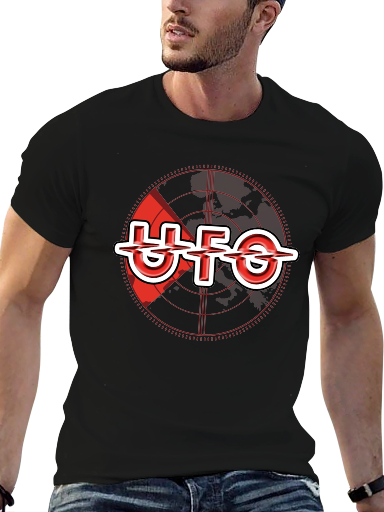 UFO Band Target Graphic Black T-Shirt