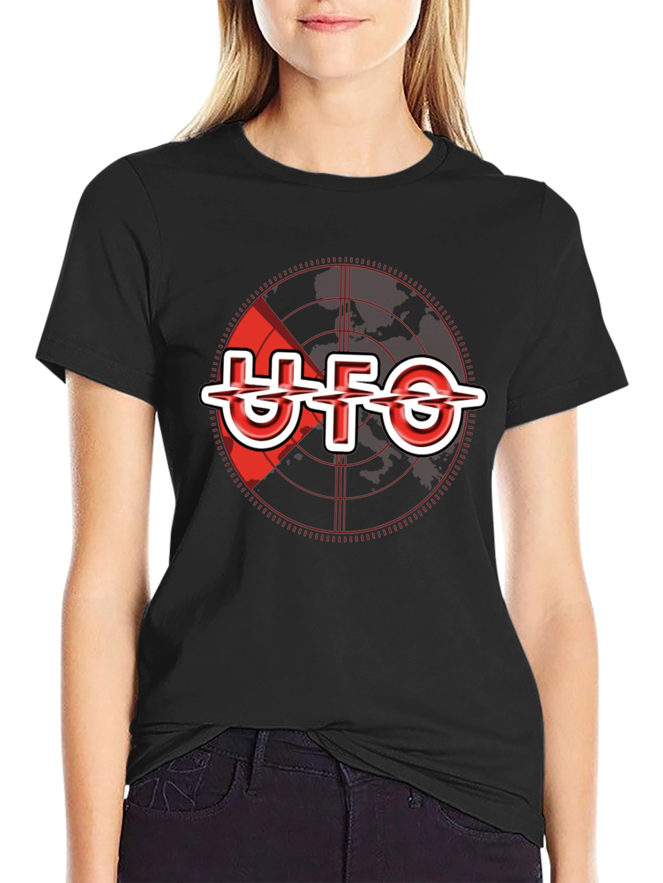 UFO Band Target Graphic Black T-Shirt
