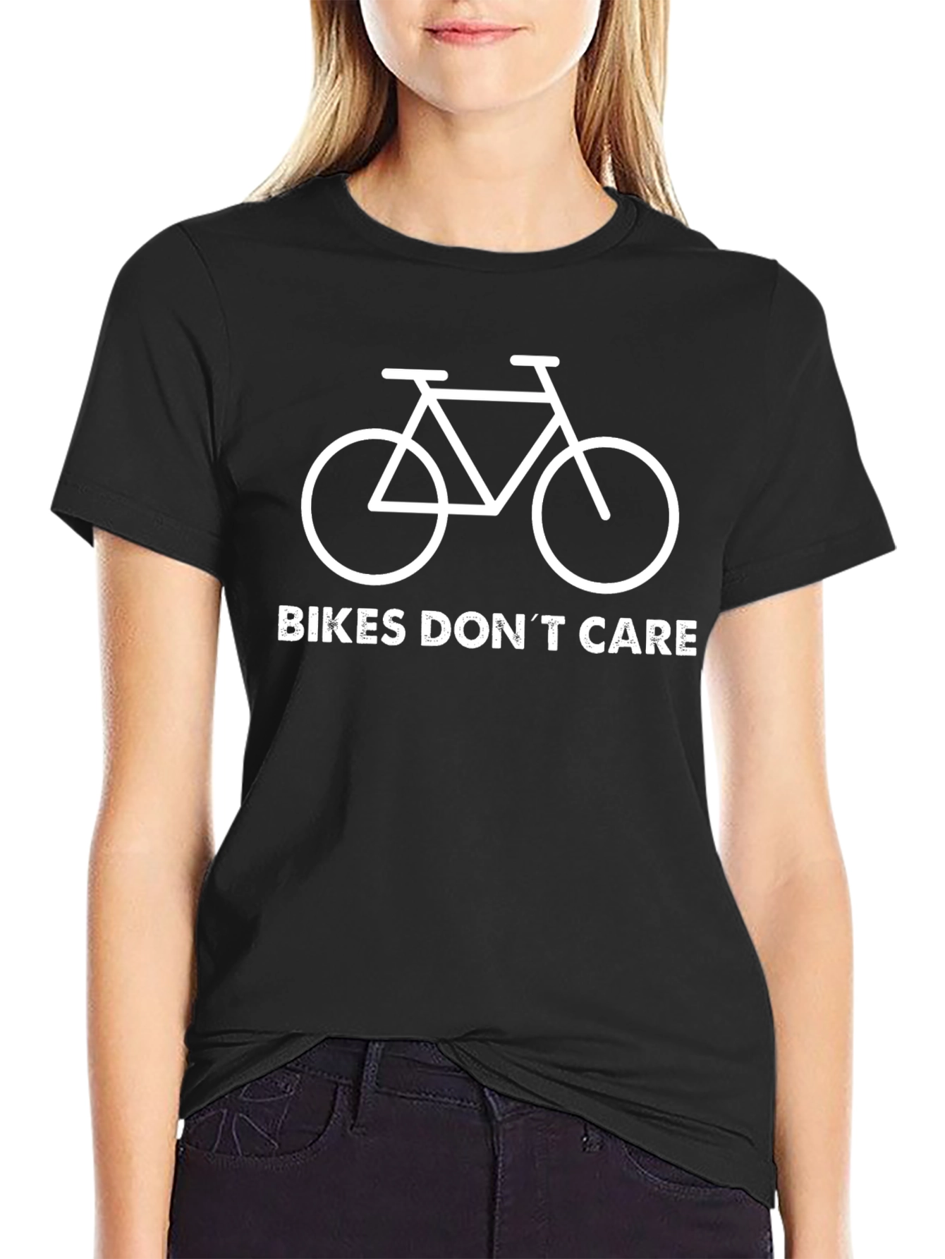 Bikes Dont Care Graphic Tee - Black Cotton Blend
