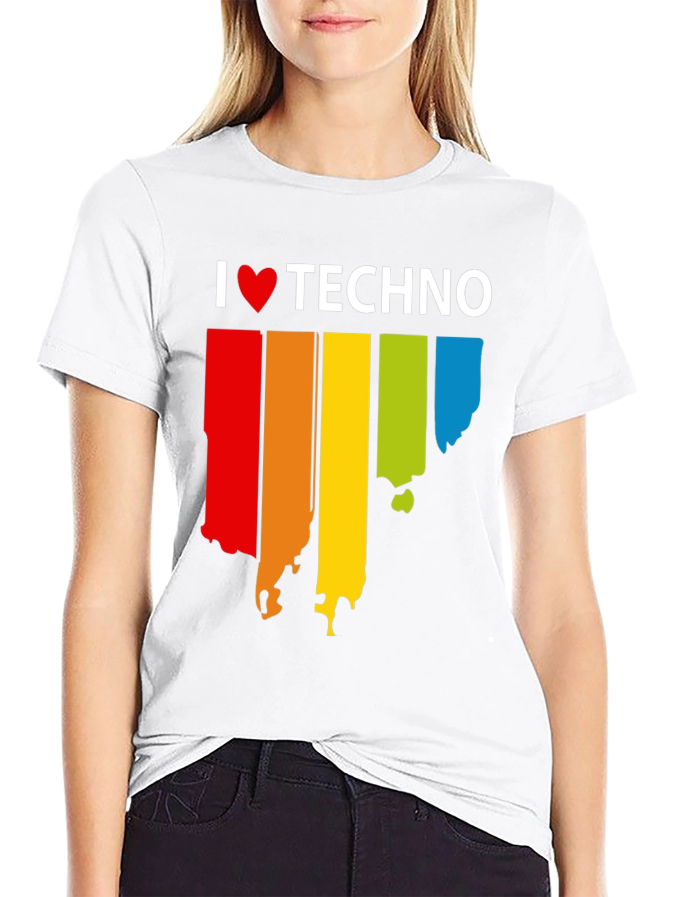 I Love Techno Rainbow T-Shirt | Music Lover Tee