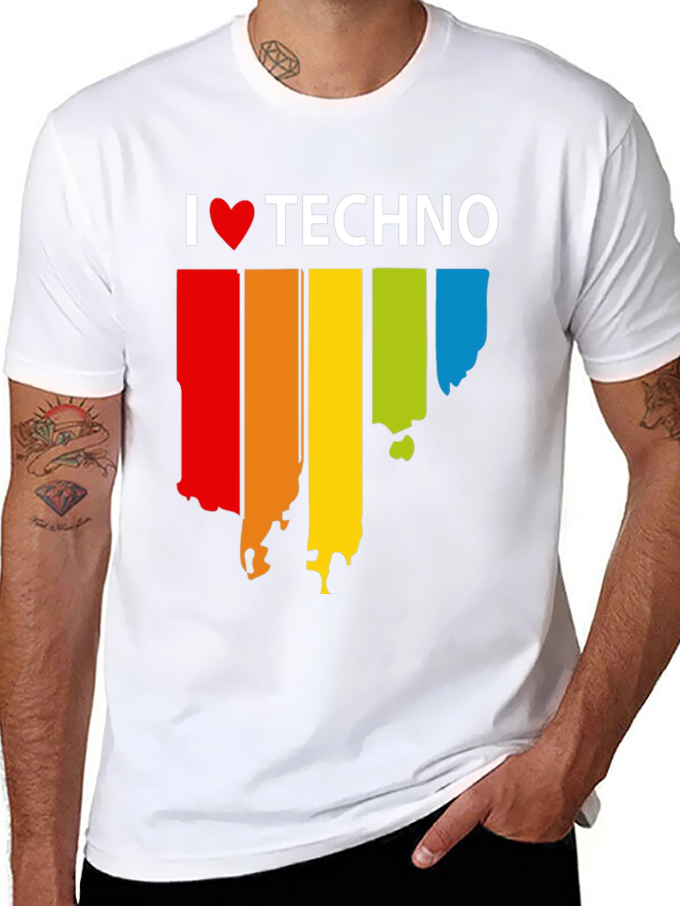 I Love Techno Rainbow T-Shirt | Music Lover Tee