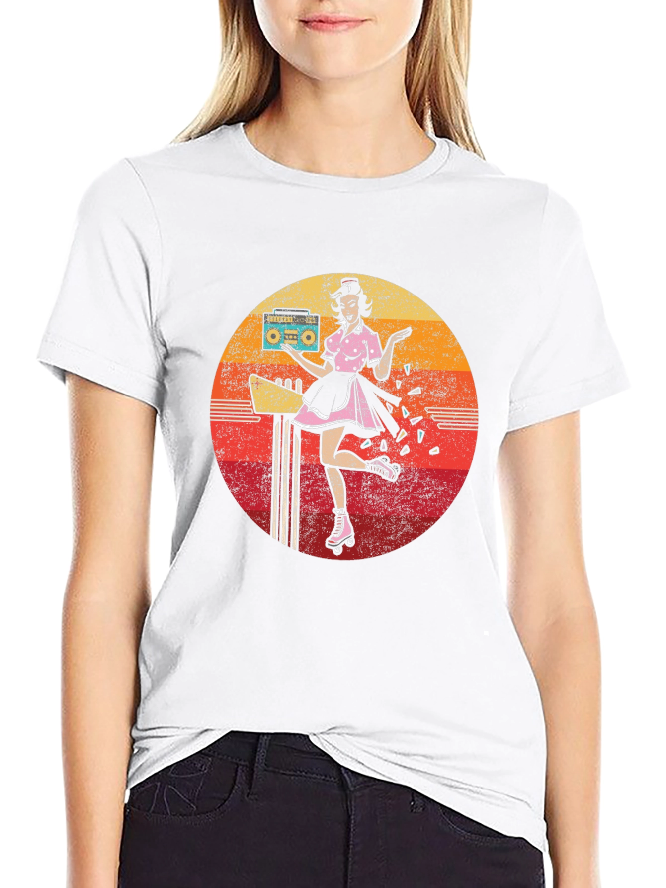 Retro Roller Skate Diner Waitress T-Shirt