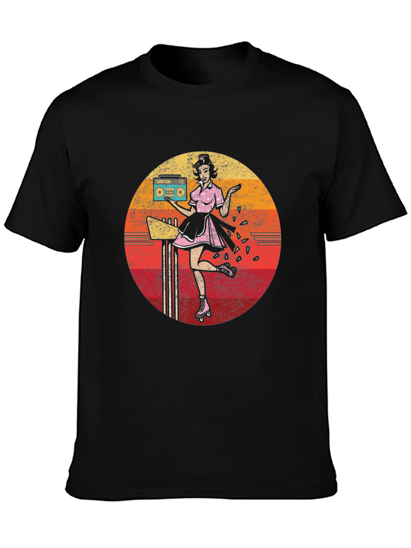 Retro Roller Skate Diner Waitress T-Shirt