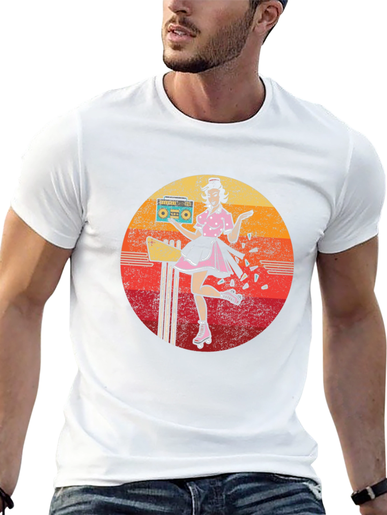 Retro Roller Skate Diner Waitress T-Shirt