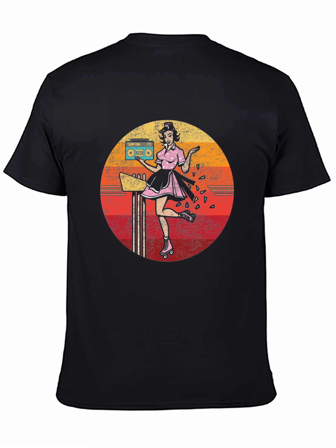 Retro Roller Skate Diner Waitress T-Shirt