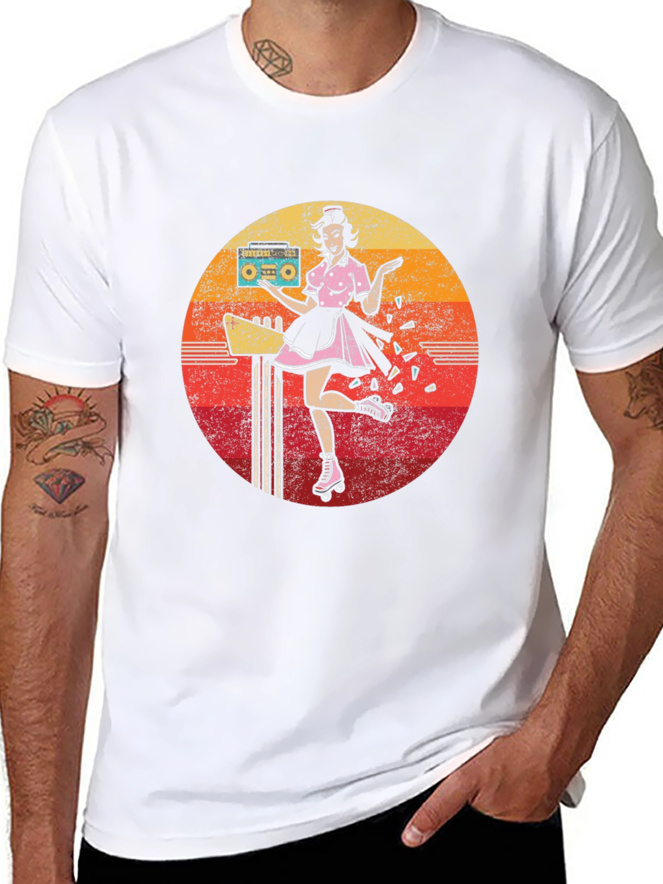 Retro Roller Skate Diner Waitress T-Shirt