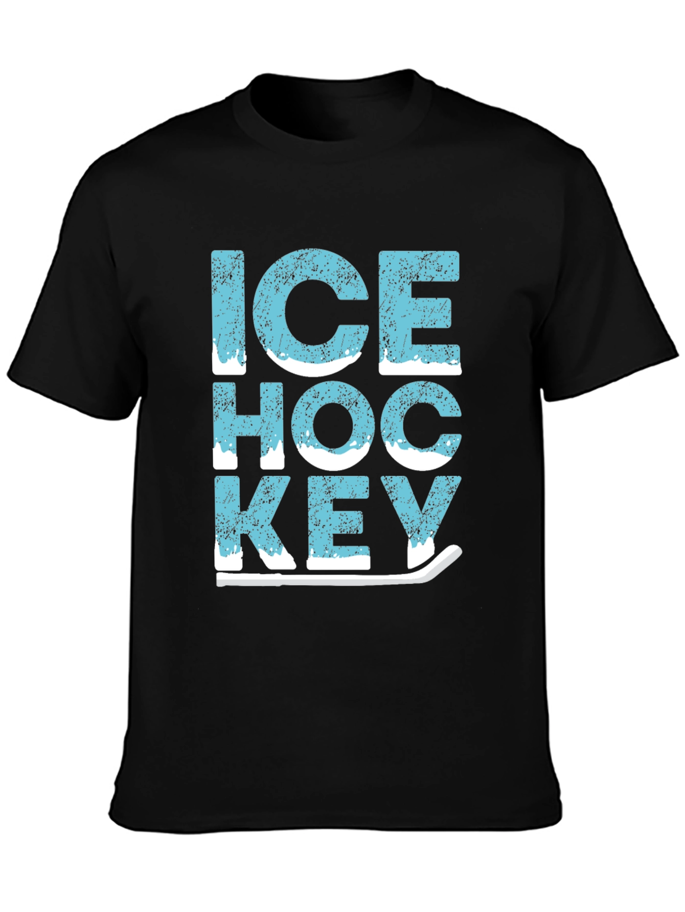 Ice Hockey Graphic Tee - Black Cotton T-Shirt