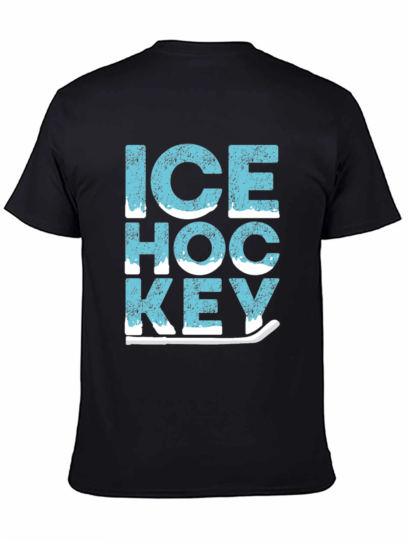 Ice Hockey Graphic Tee - Black Cotton T-Shirt