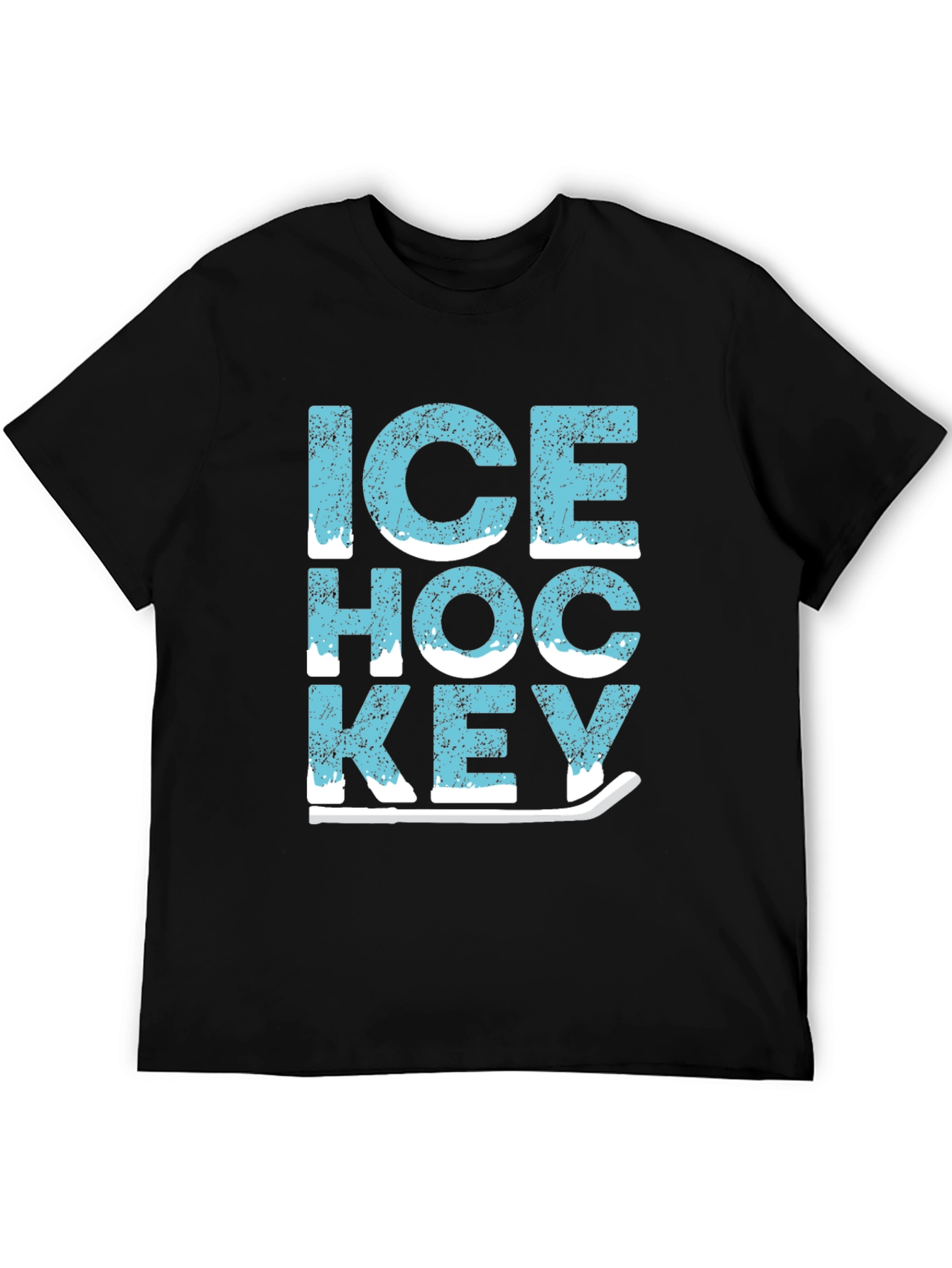 Ice Hockey Graphic Tee - Black Cotton T-Shirt