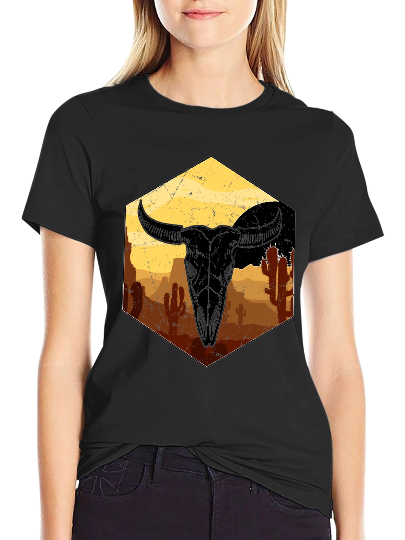 Desert Skull Graphic Tee - Unisex Black T-Shirt