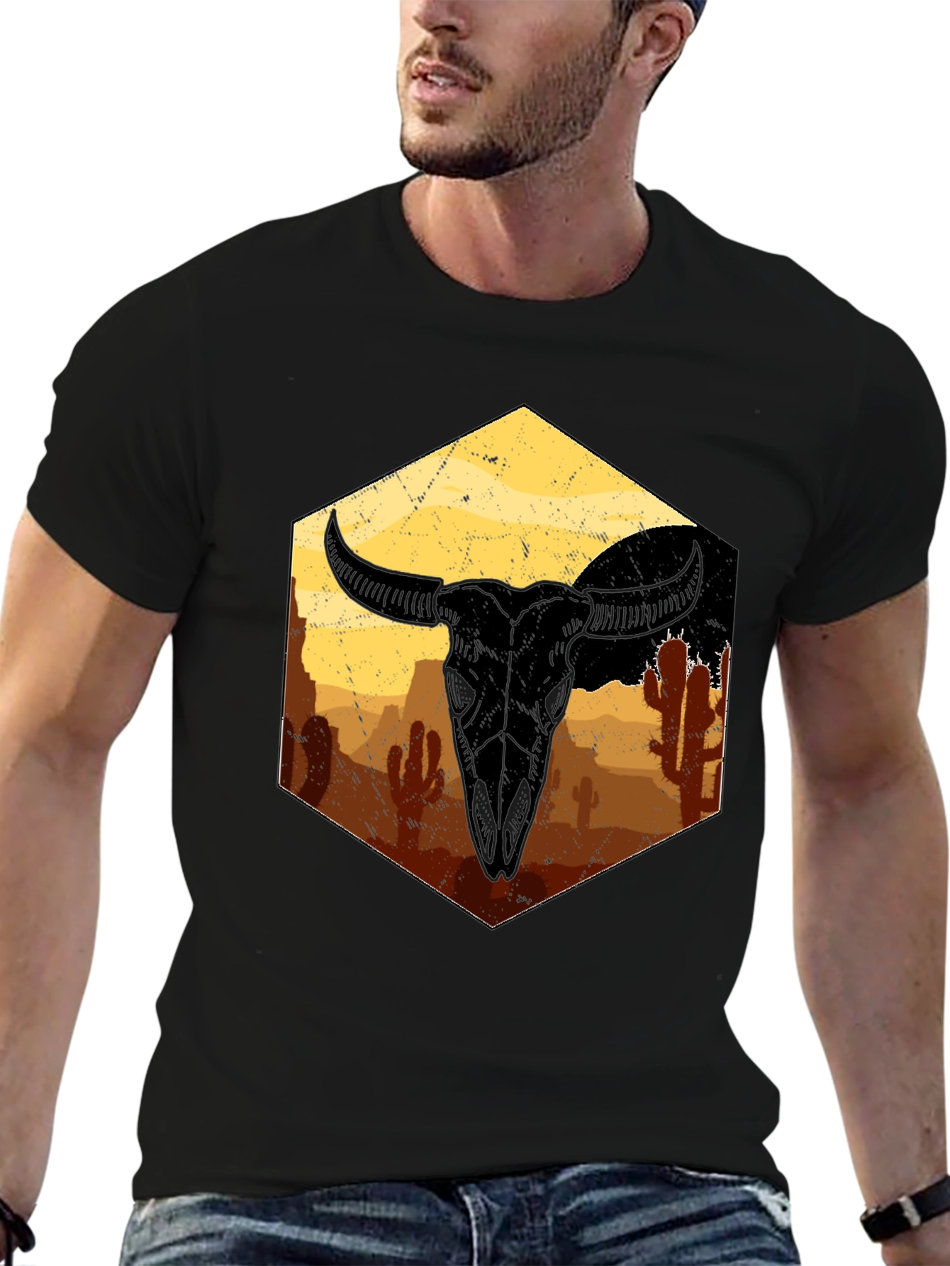 Desert Skull Graphic Tee - Unisex Black T-Shirt