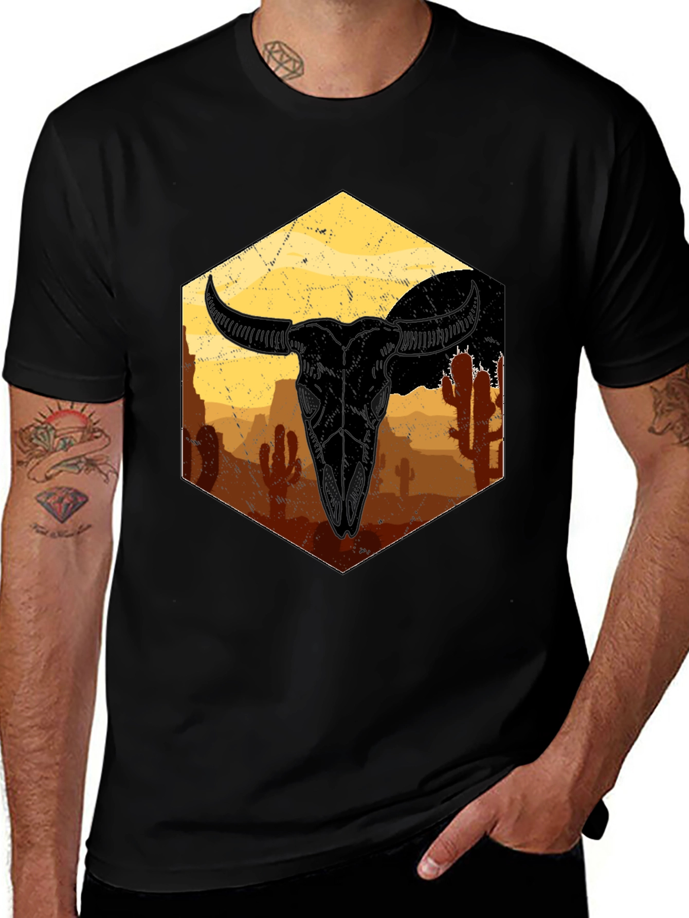 Desert Skull Graphic Tee - Unisex Black T-Shirt