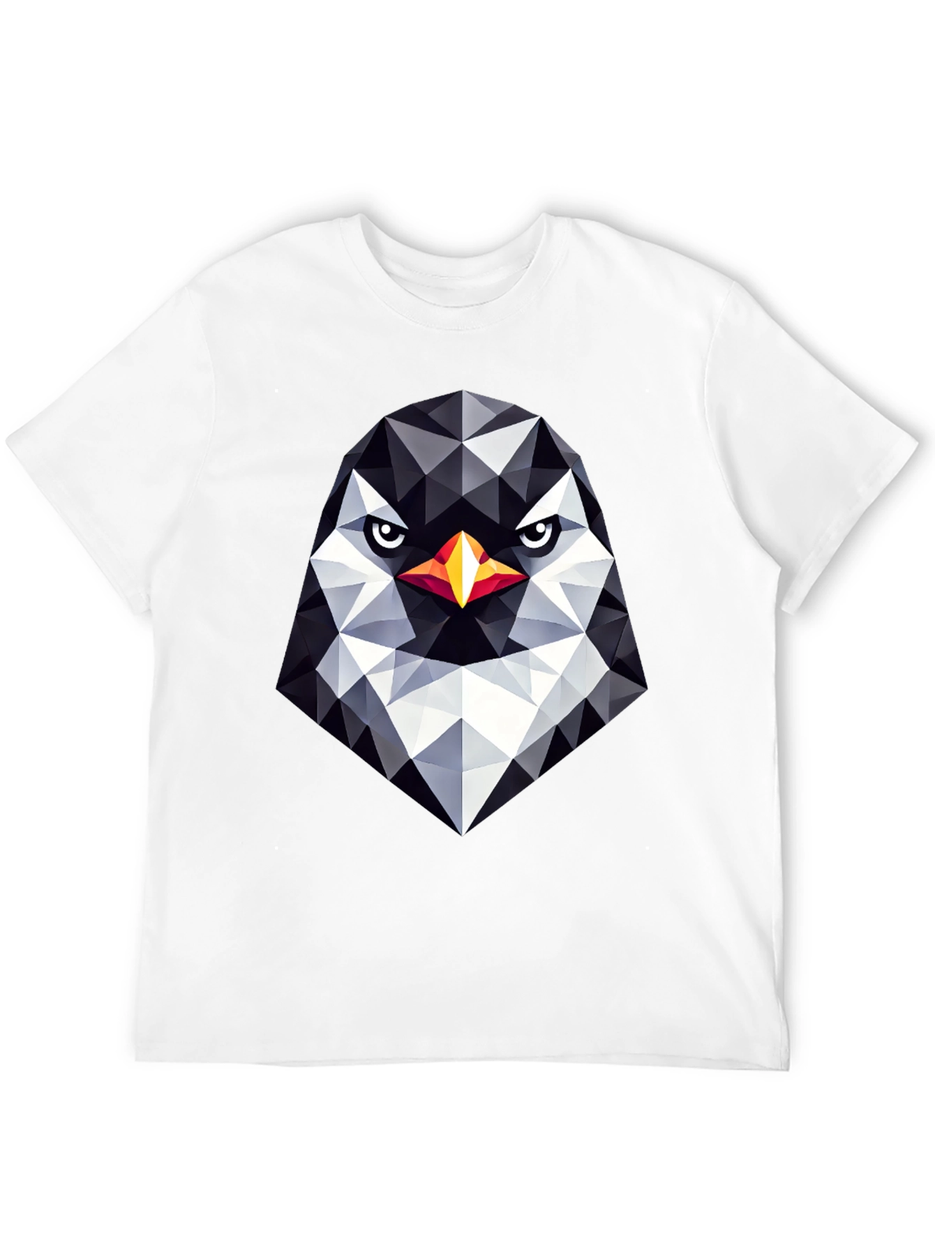 Geometric Penguin Head Black T-Shirt