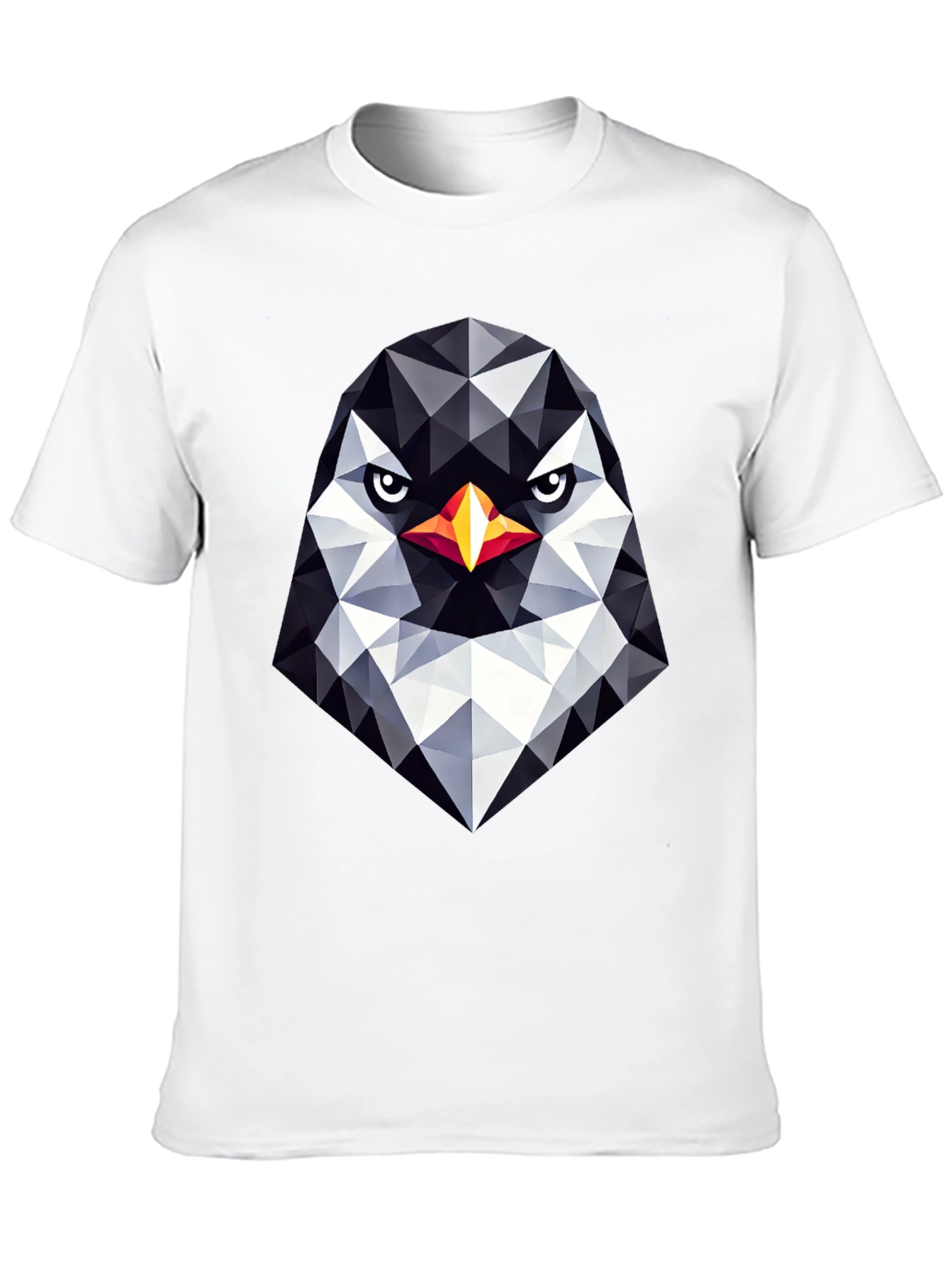 Geometric Penguin Head Black T-Shirt