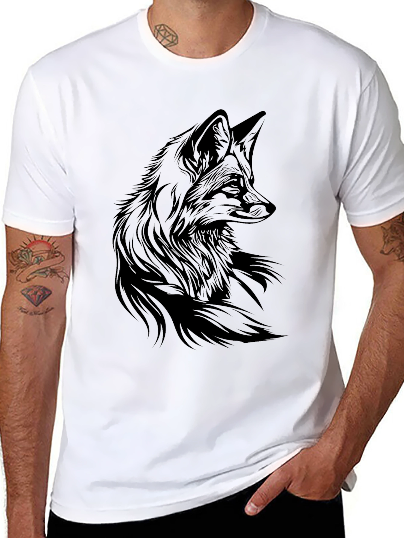 Black Fox Graphic Tee - Stylish Mens T-Shirt