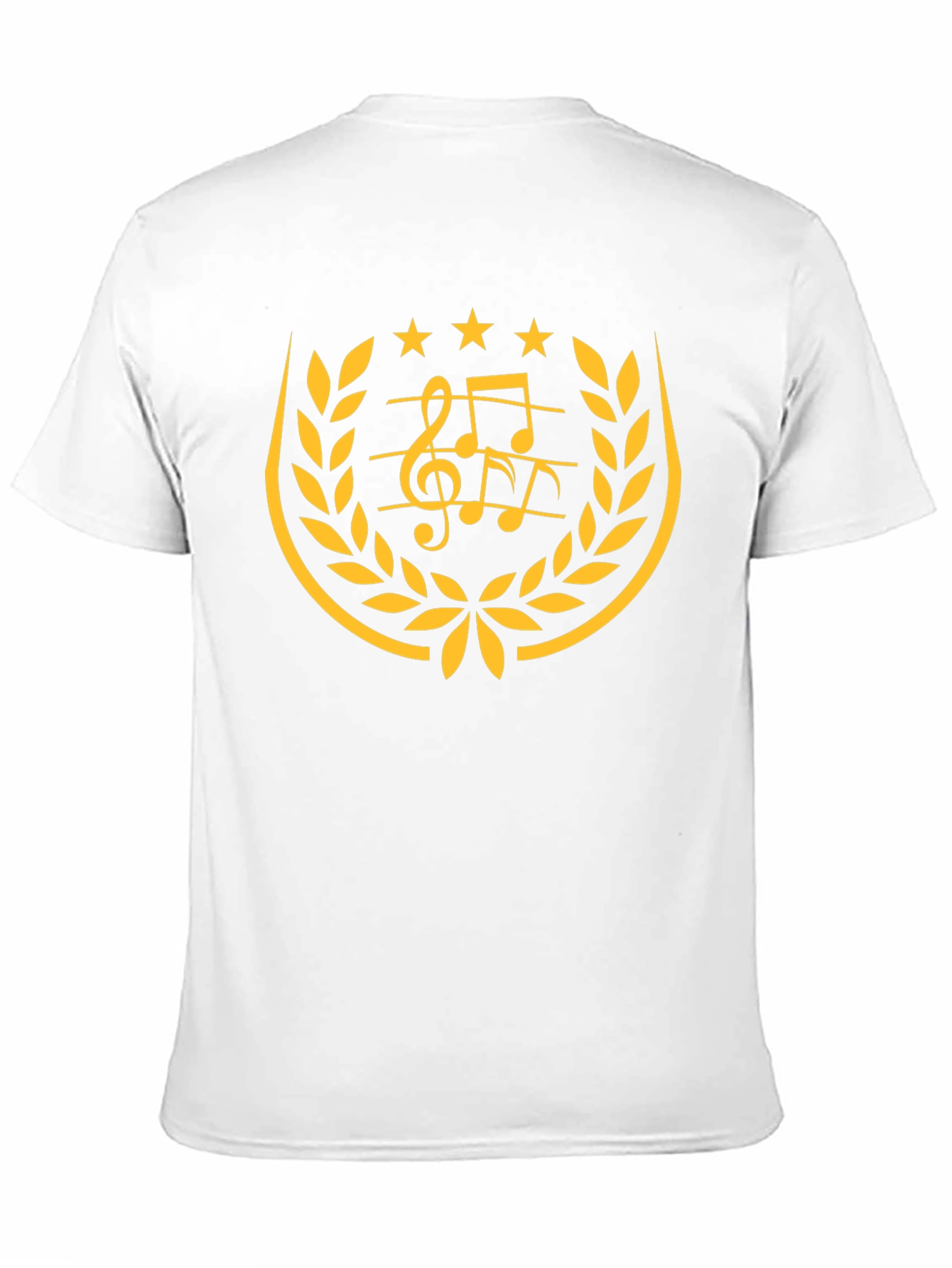 Music Note Laurel Wreath Graphic Black T-Shirt