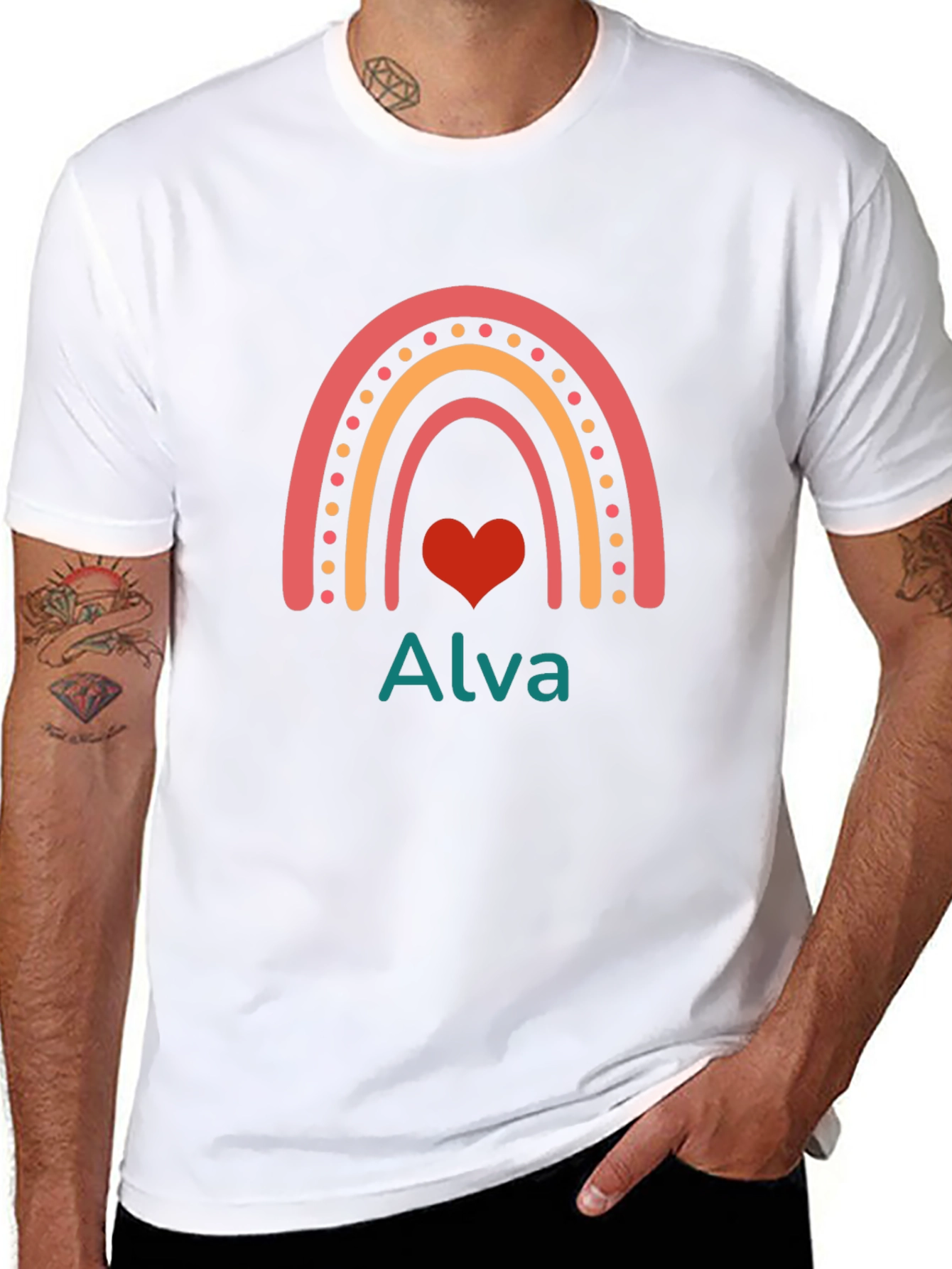 Rainbow Heart Alva T-Shirt - Custom Name Tee
