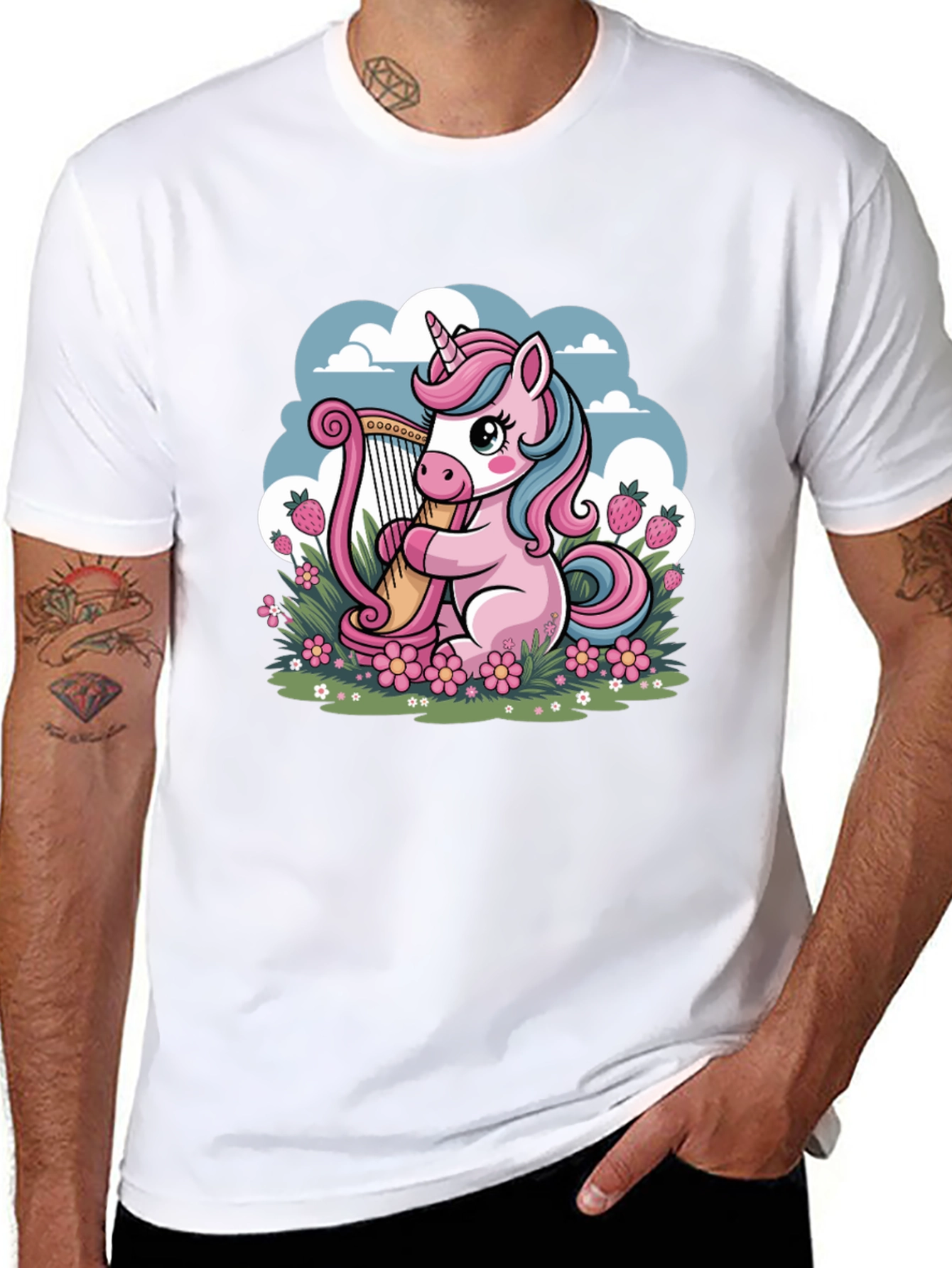 Unicorn Harp Graphic Tee