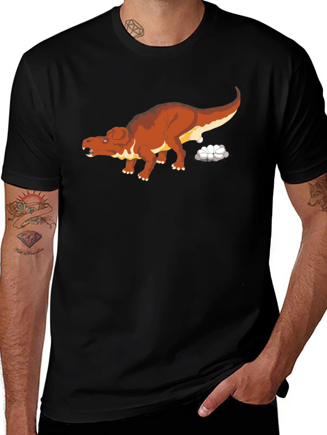 Dinosaur Graphic Print Black T-Shirt