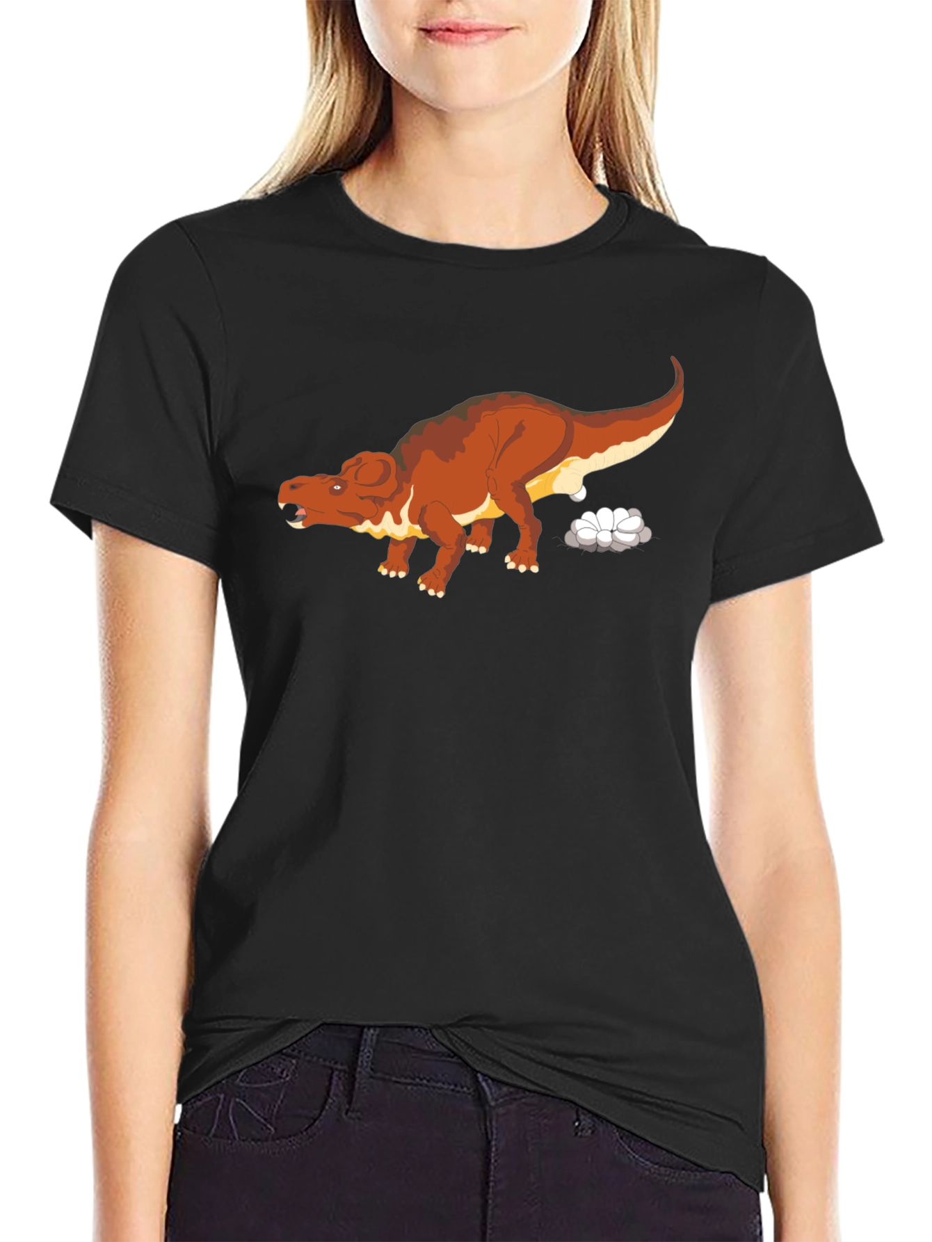 Dinosaur Graphic Print Black T-Shirt