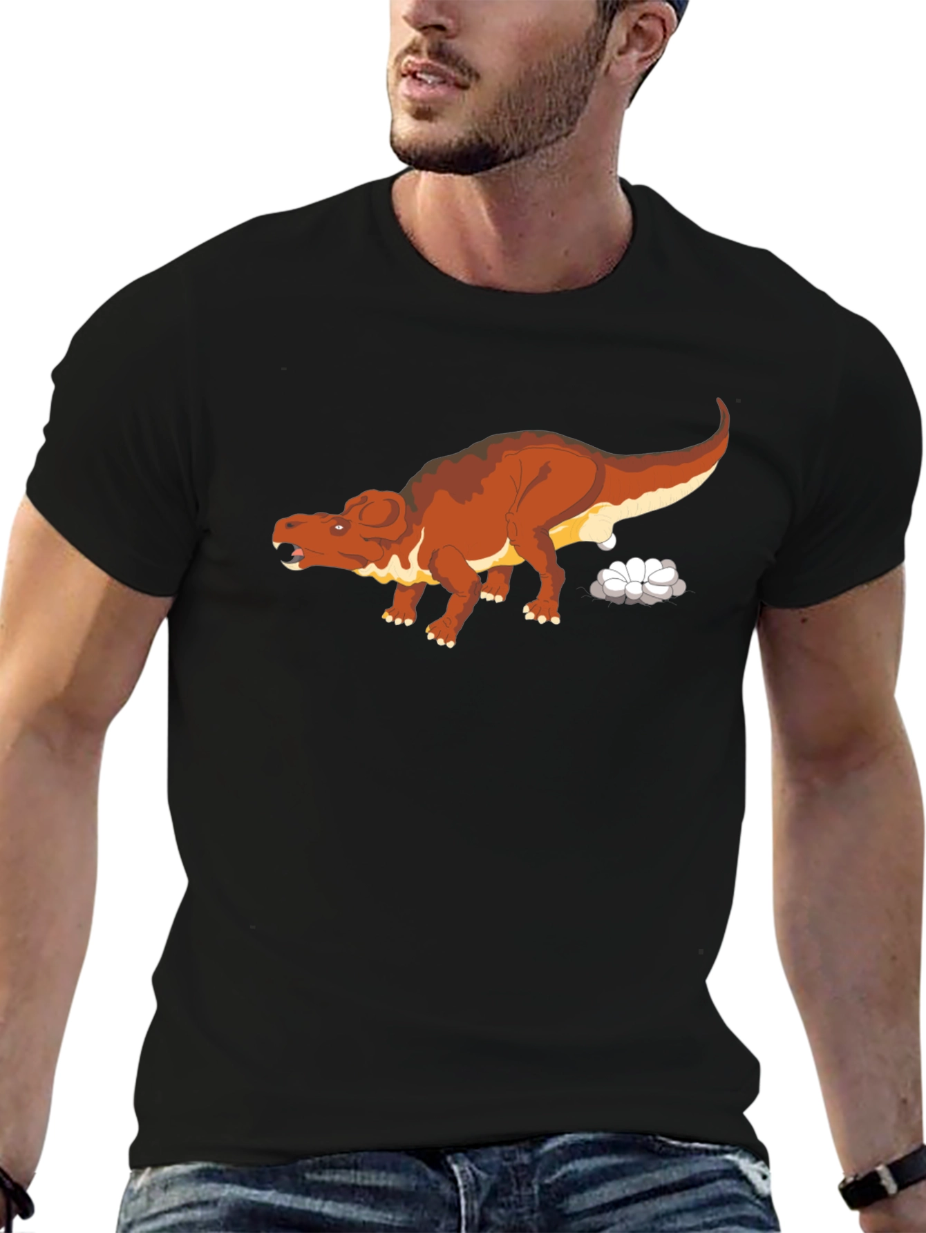 Dinosaur Graphic Print Black T-Shirt