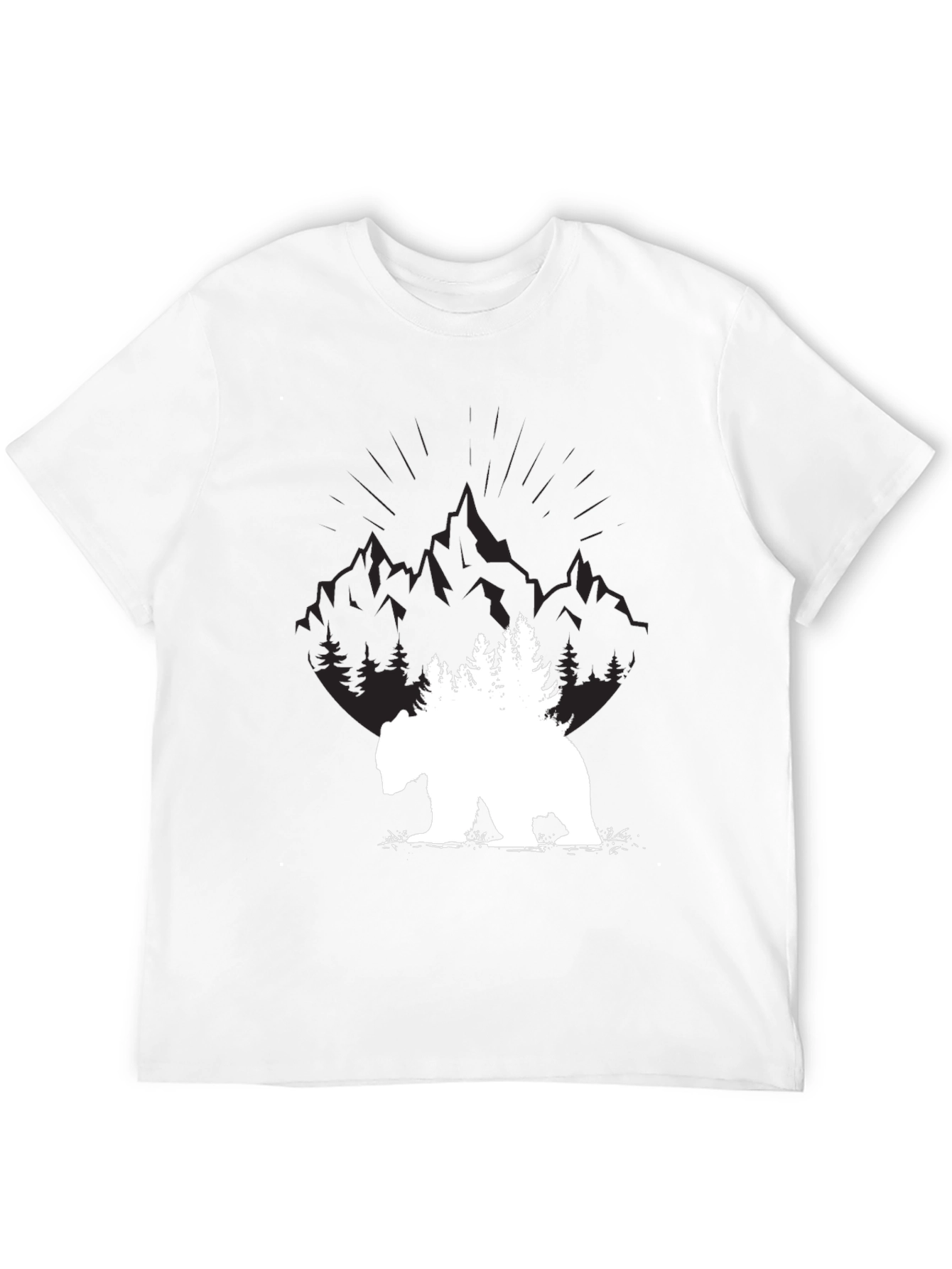 Nature Bear Graphic Tee - Black Cotton