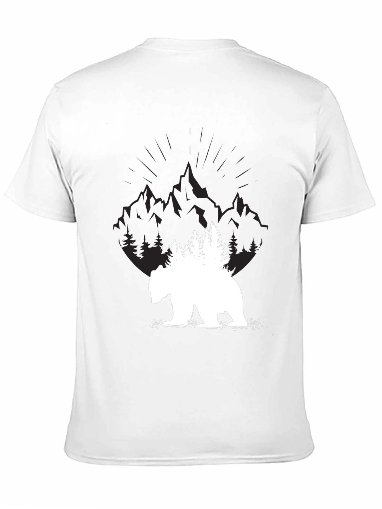 Nature Bear Graphic Tee - Black Cotton