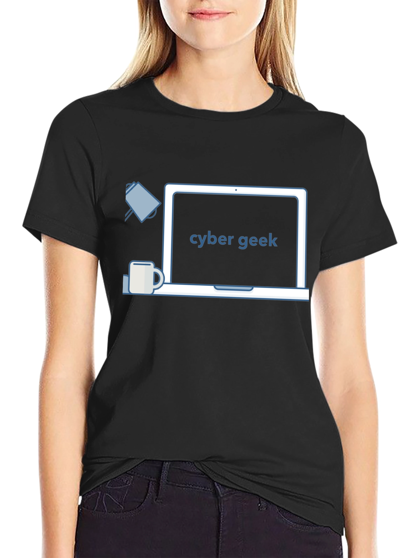 Cyber Geek T-Shirt - Black Laptop Design