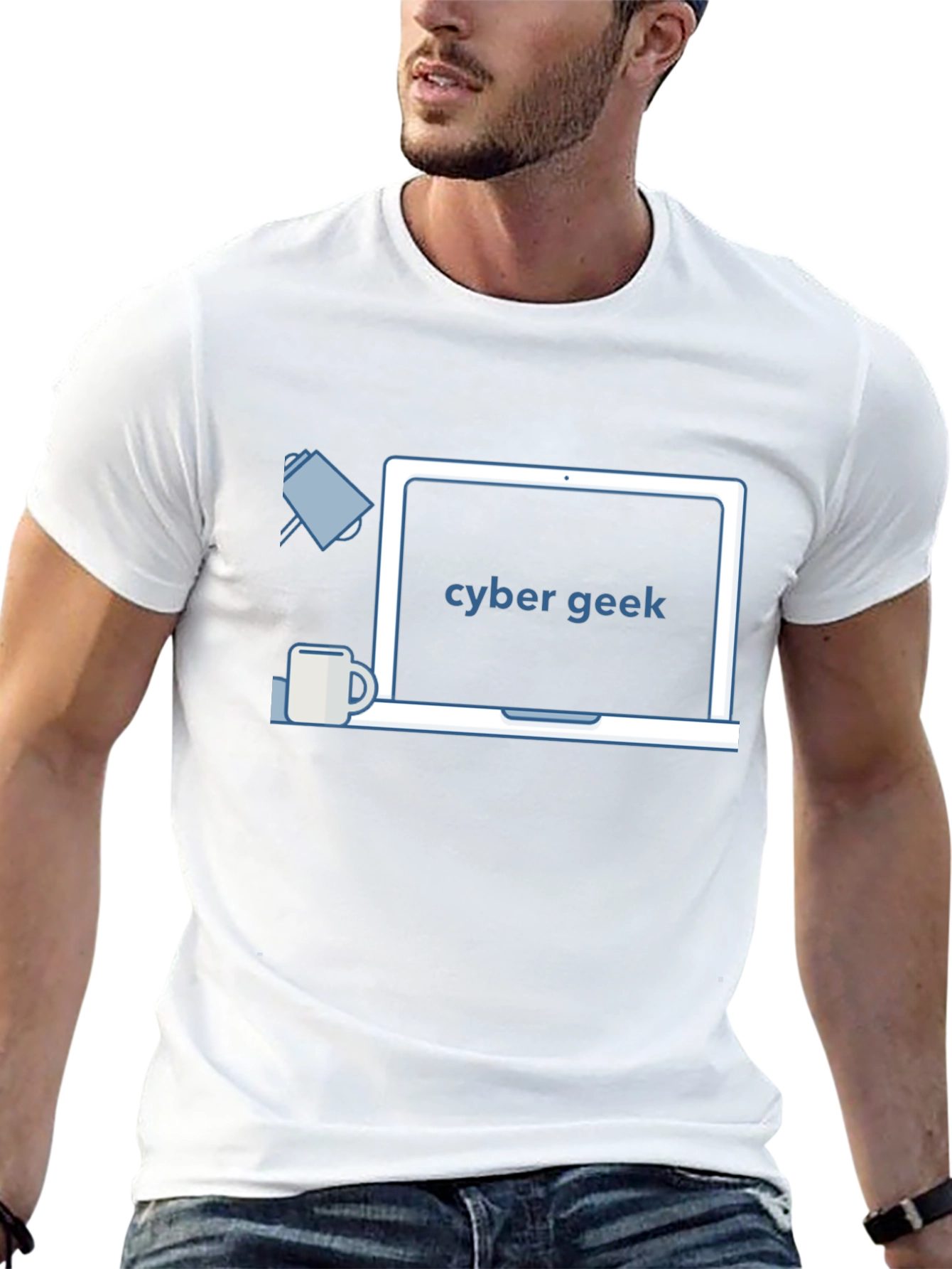 Cyber Geek T-Shirt - Black Laptop Design