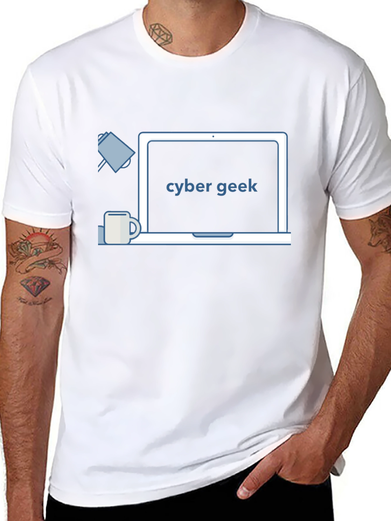 Cyber Geek T-Shirt - Black Laptop Design