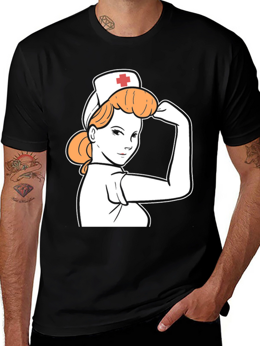 Retro Nurse Power T-Shirt - Black