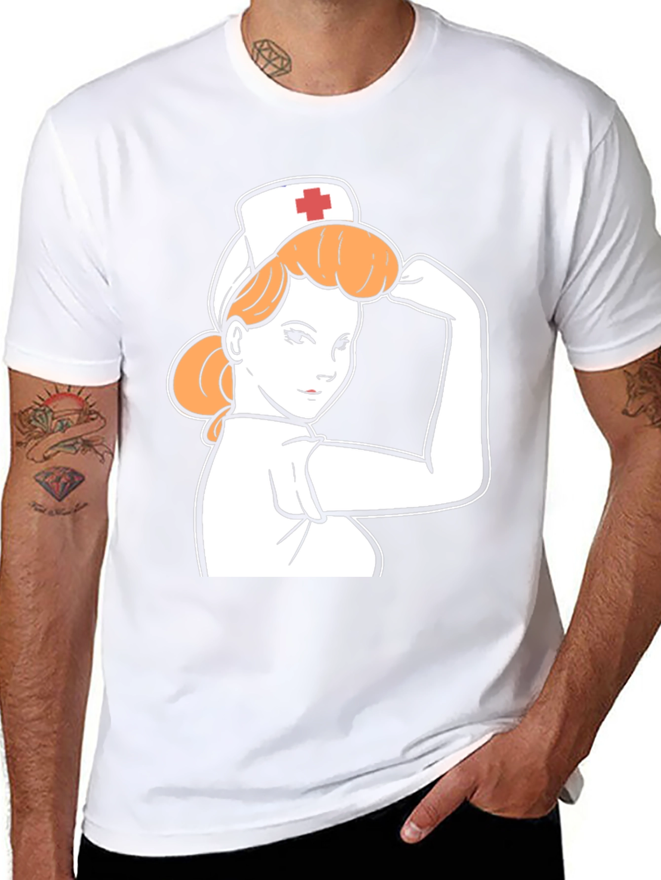 Retro Nurse Power T-Shirt - Black