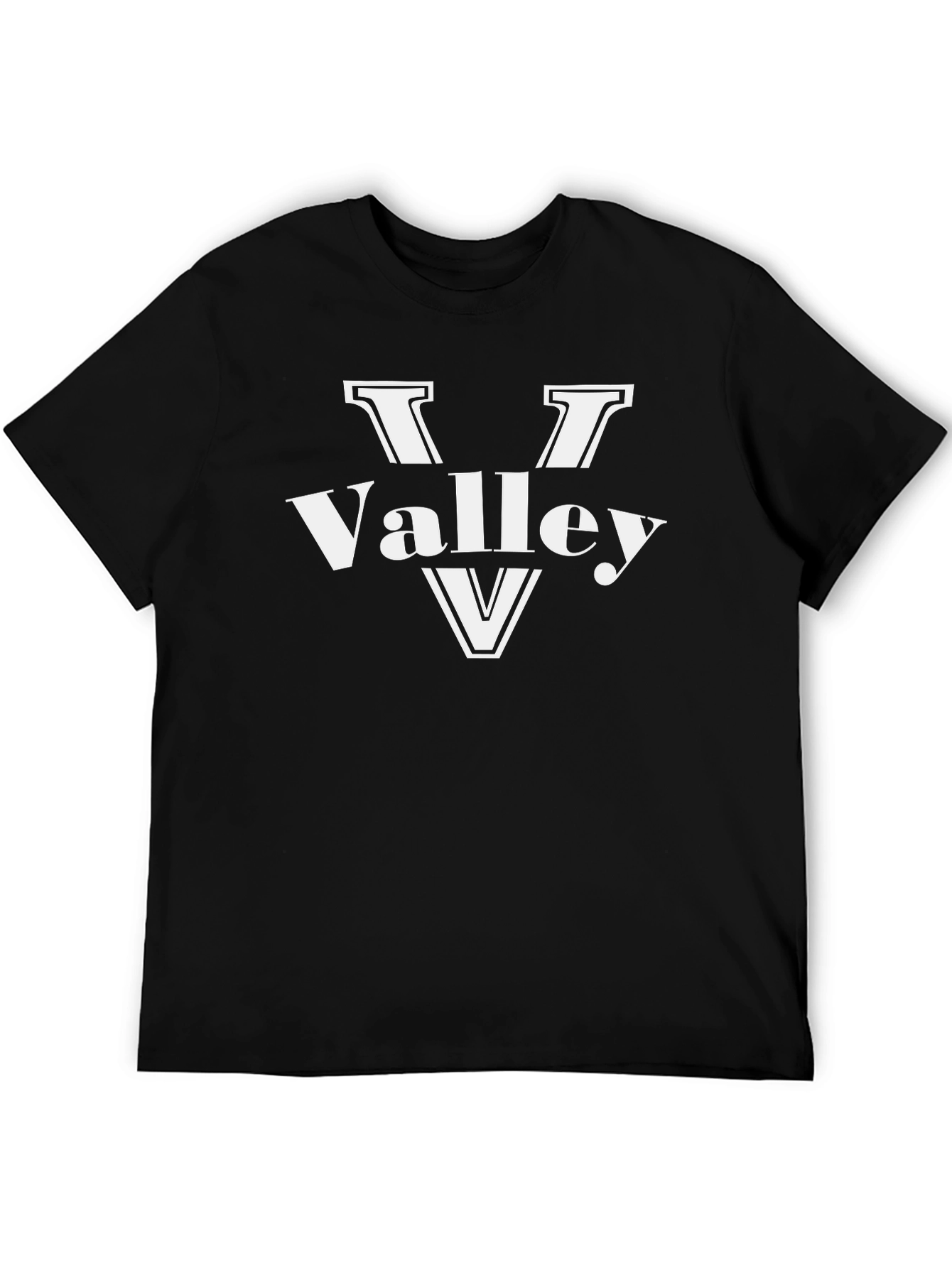 Valley Black T-Shirt with White Graphic Print