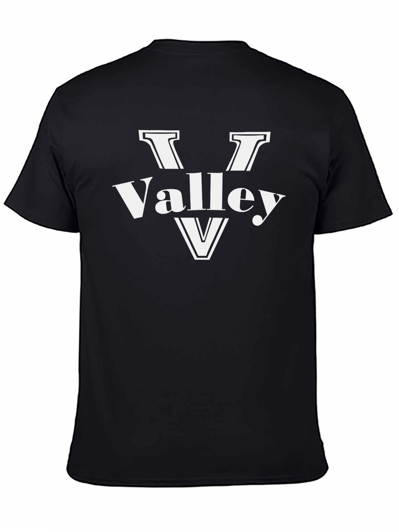 Valley Black T-Shirt with White Graphic Print