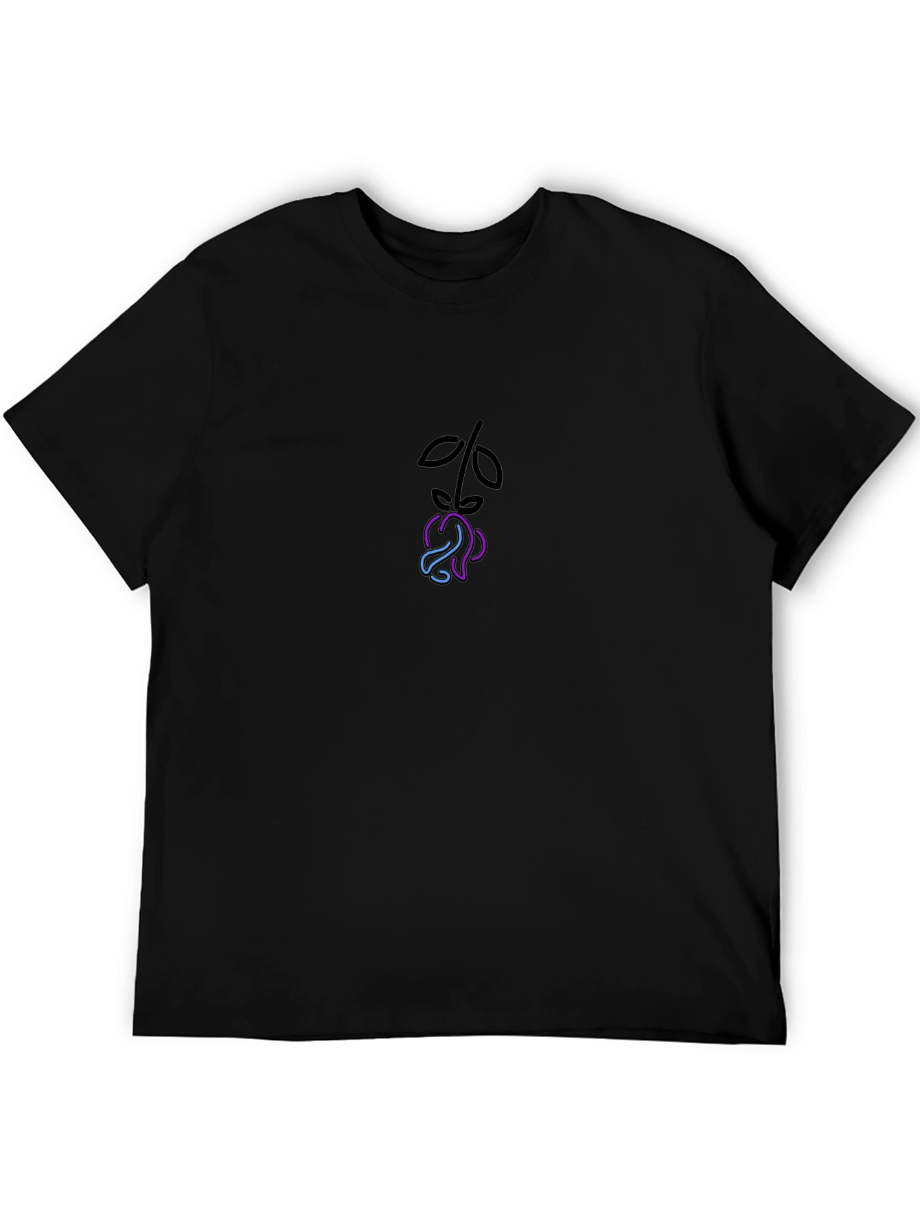 Mens Black T-Shirt with Rose Design
