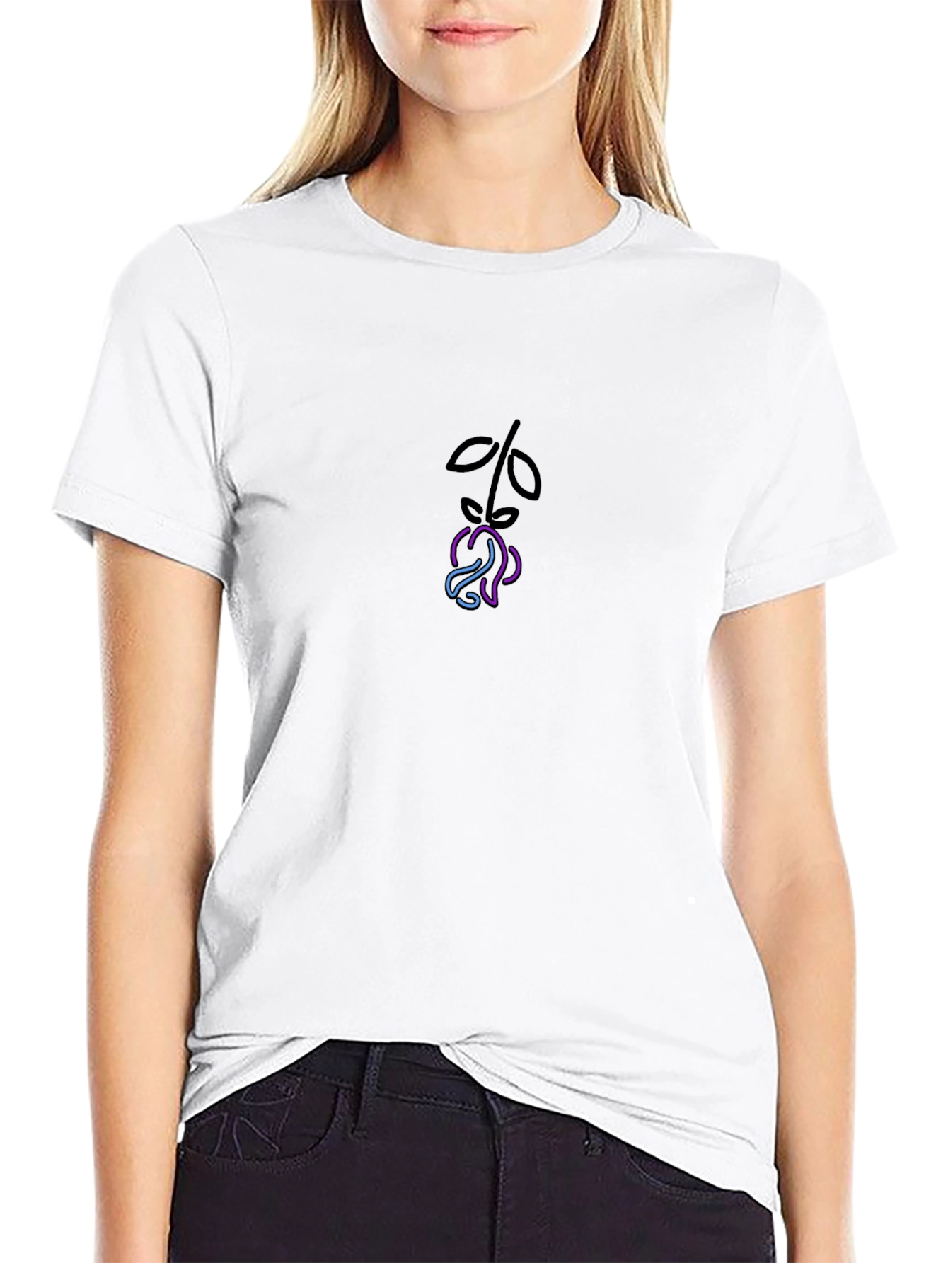 Mens Black T-Shirt with Rose Design