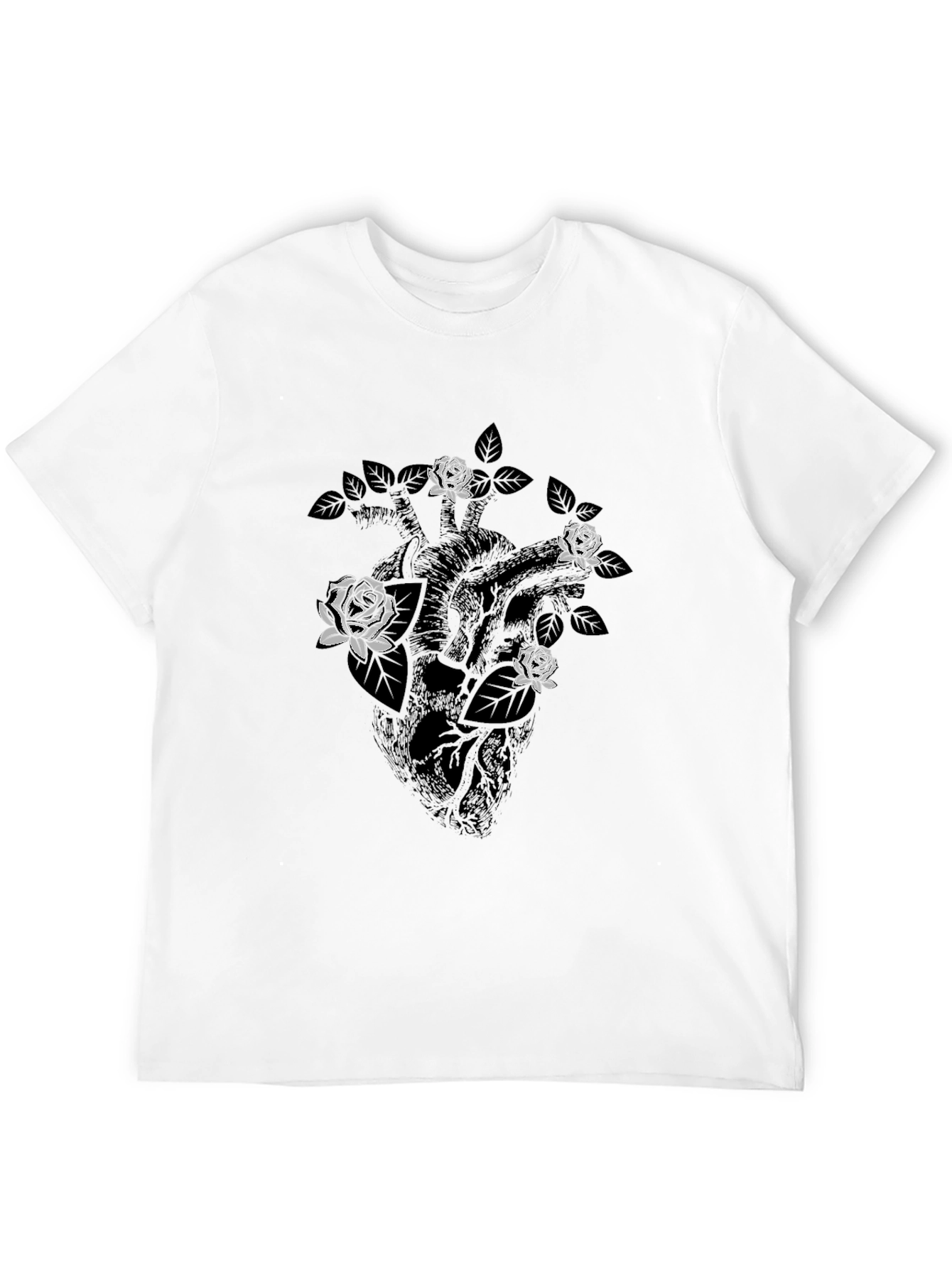 Anatomical Heart with Roses Graphic Tee