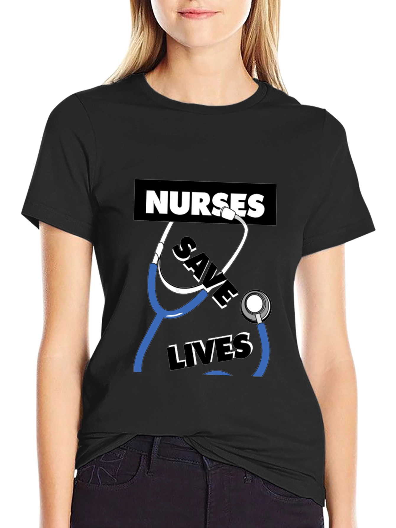 Nurses Save Lives Graphic Tee - Black