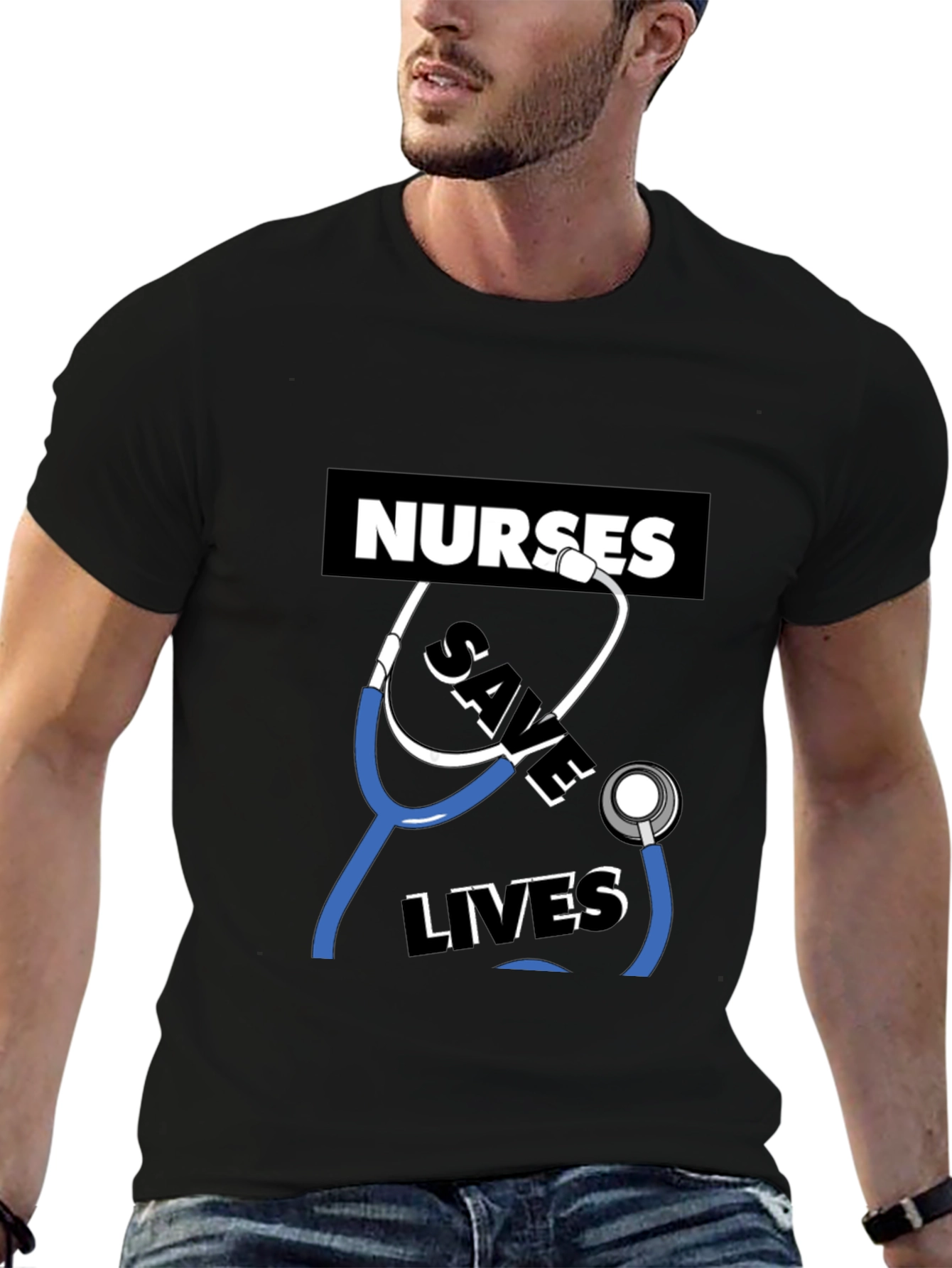 Nurses Save Lives Graphic Tee - Black