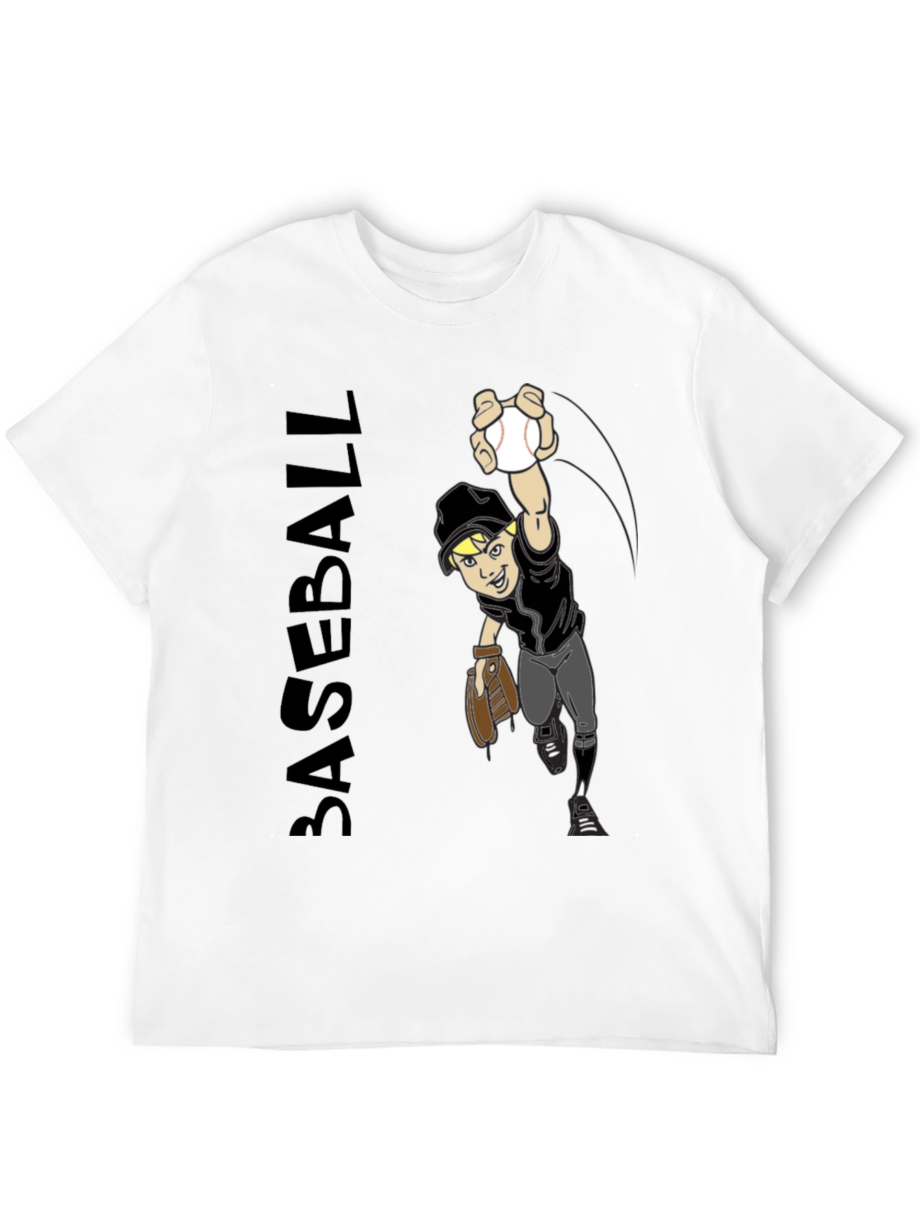 Baseball Player Graphic Tee - Black T-Shirt