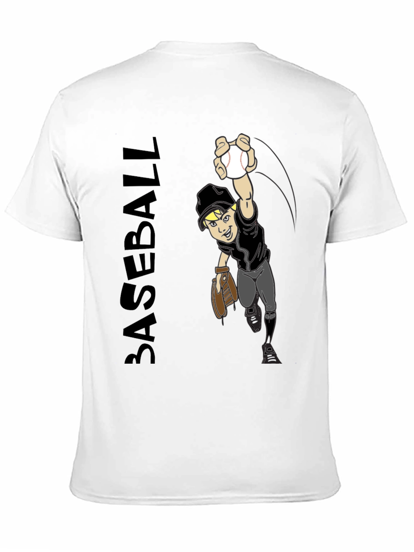 Baseball Player Graphic Tee - Black T-Shirt
