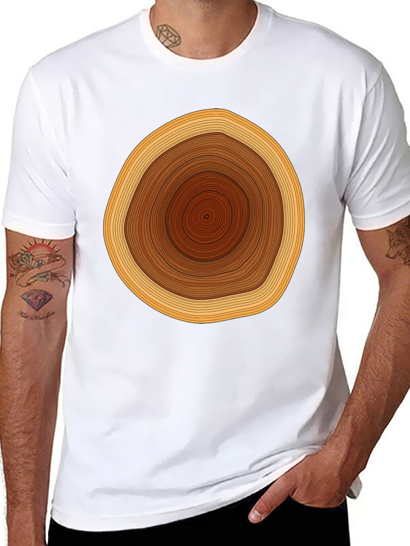 Tree Ring Graphic Tee - Unique Design Black Shirt