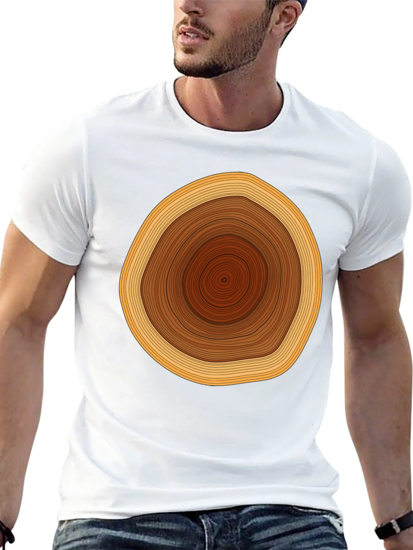 Tree Ring Graphic Tee - Unique Design Black Shirt
