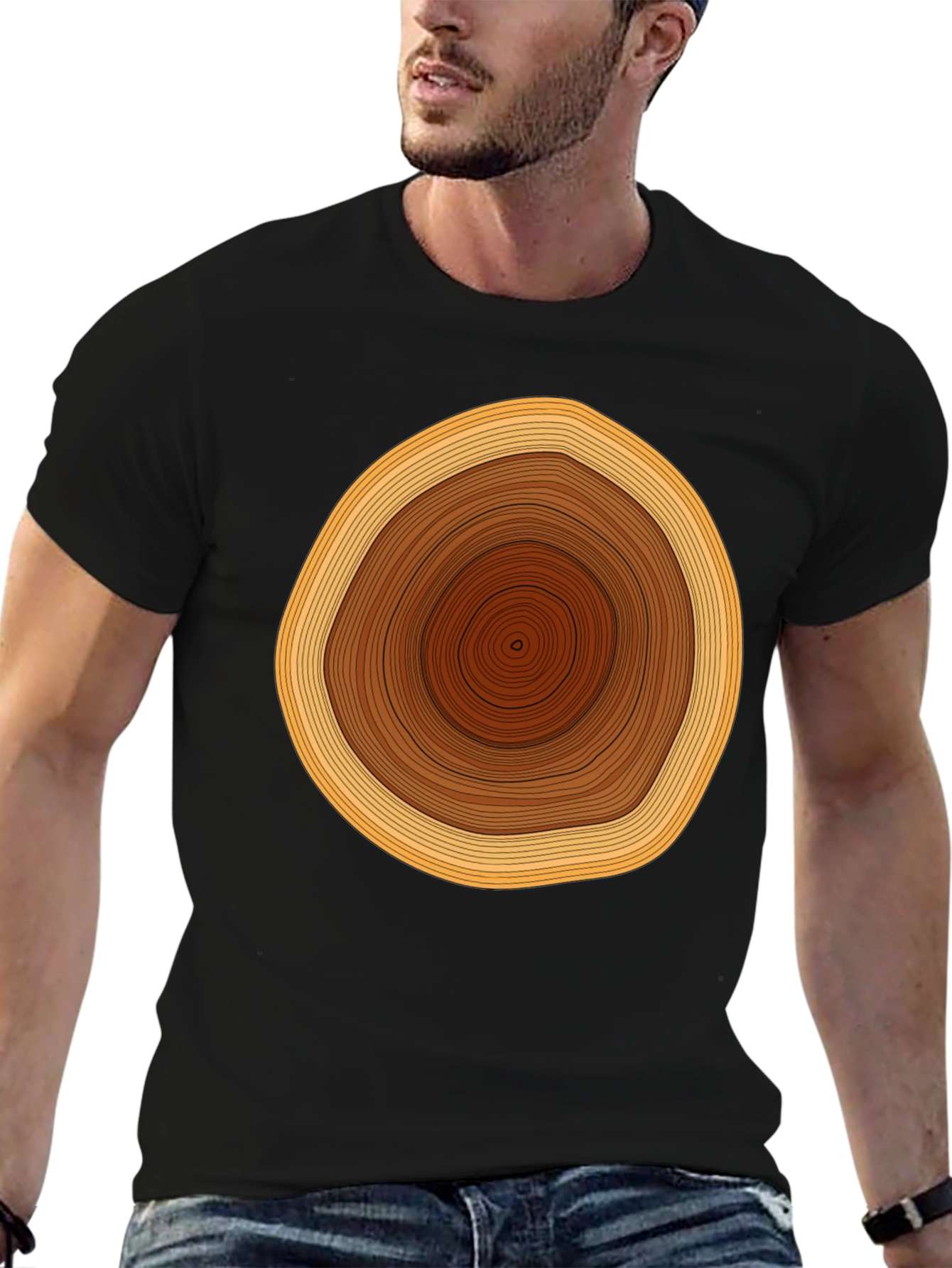 Tree Ring Graphic Tee - Unique Design Black Shirt