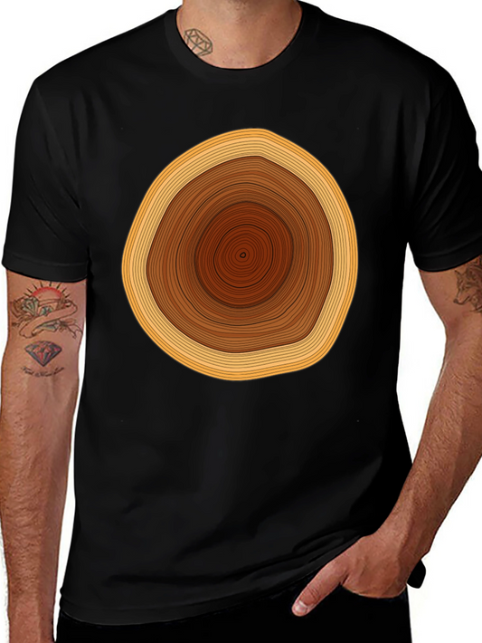 Tree Ring Graphic Tee - Unique Design Black Shirt