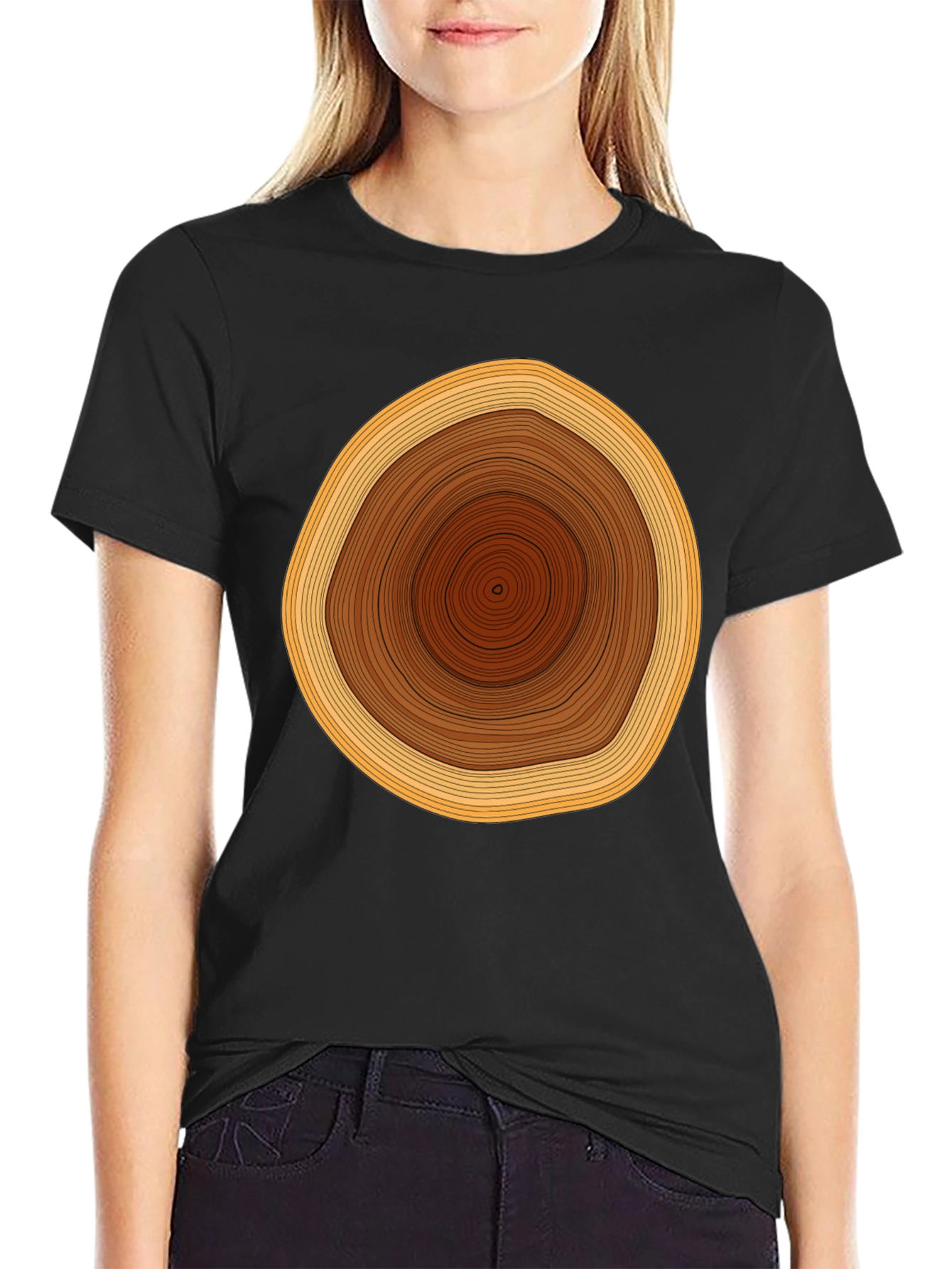 Tree Ring Graphic Tee - Unique Design Black Shirt