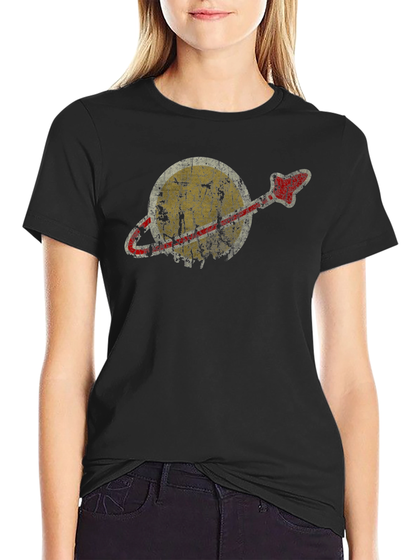 Retro Space Graphic T-Shirt - Black